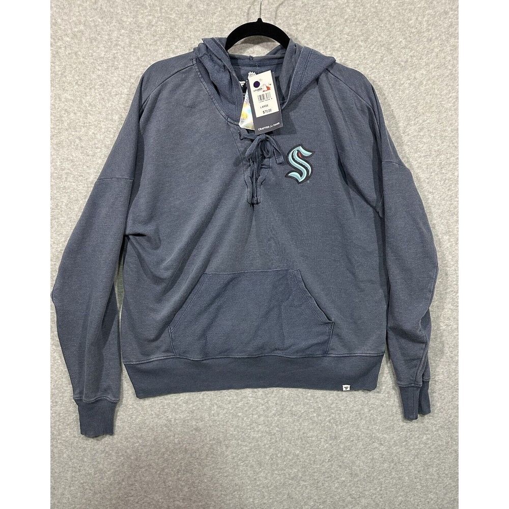 Fanatics NHL Women's‎ Seattle Kraken Snow Wash Navy Pullover Hoodie - Large NWT